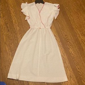 Vintage white W/red polka dots sz S